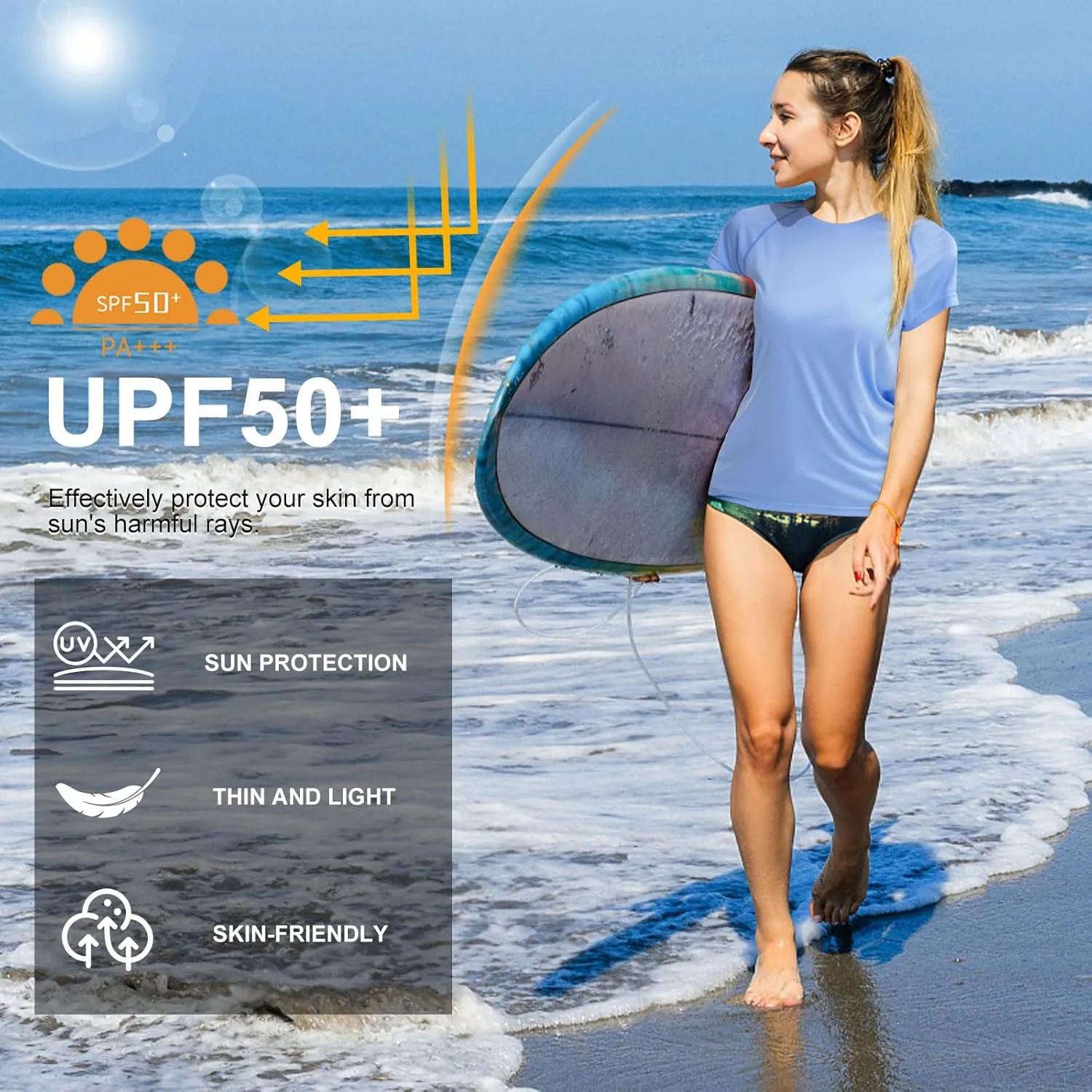 MEETWEE Women Rash Guard Short Sleeve T-Shirts Quick Dry Swim Shirt UPF 50  UV Sun Protection Lightweight Workout Swim Top