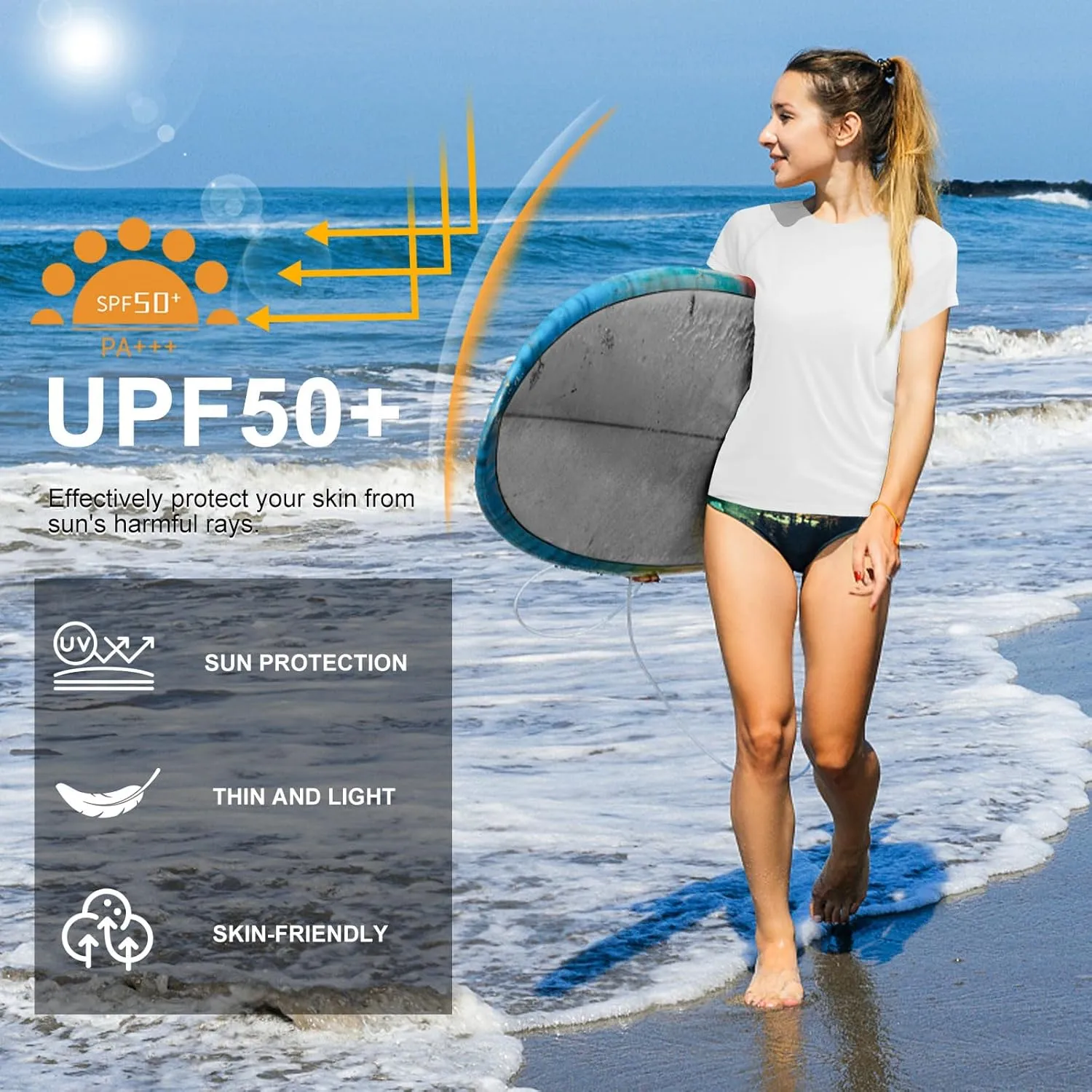 MEETWEE Women Rash Guard Short Sleeve T-Shirts Quick Dry Swim Shirt UPF 50  UV Sun Protection Lightweight Workout Swim Top