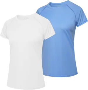 MEETWEE Women Rash Guard Short Sleeve T-Shirts Quick Dry Swim Shirt UPF 50  UV Sun Protection Lightweight Workout Swim Top