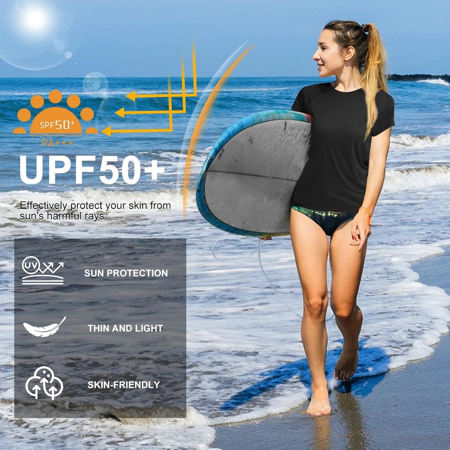 MEETWEE Women Rash Guard Short Sleeve T-Shirts Quick Dry Swim Shirt UPF 50  UV Sun Protection Lightweight Workout Swim Top