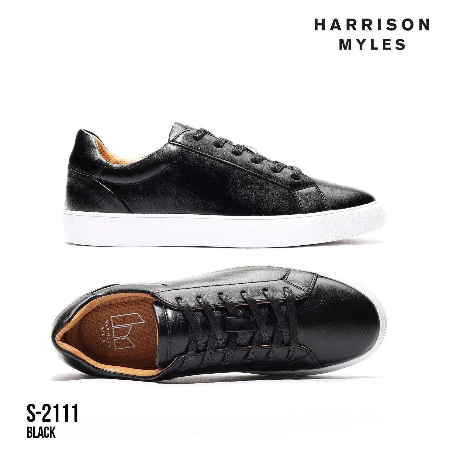 Men Harrison Myles Sneaker Dress Shoes Soft Comfort Lace Cushioned S2111 Black
