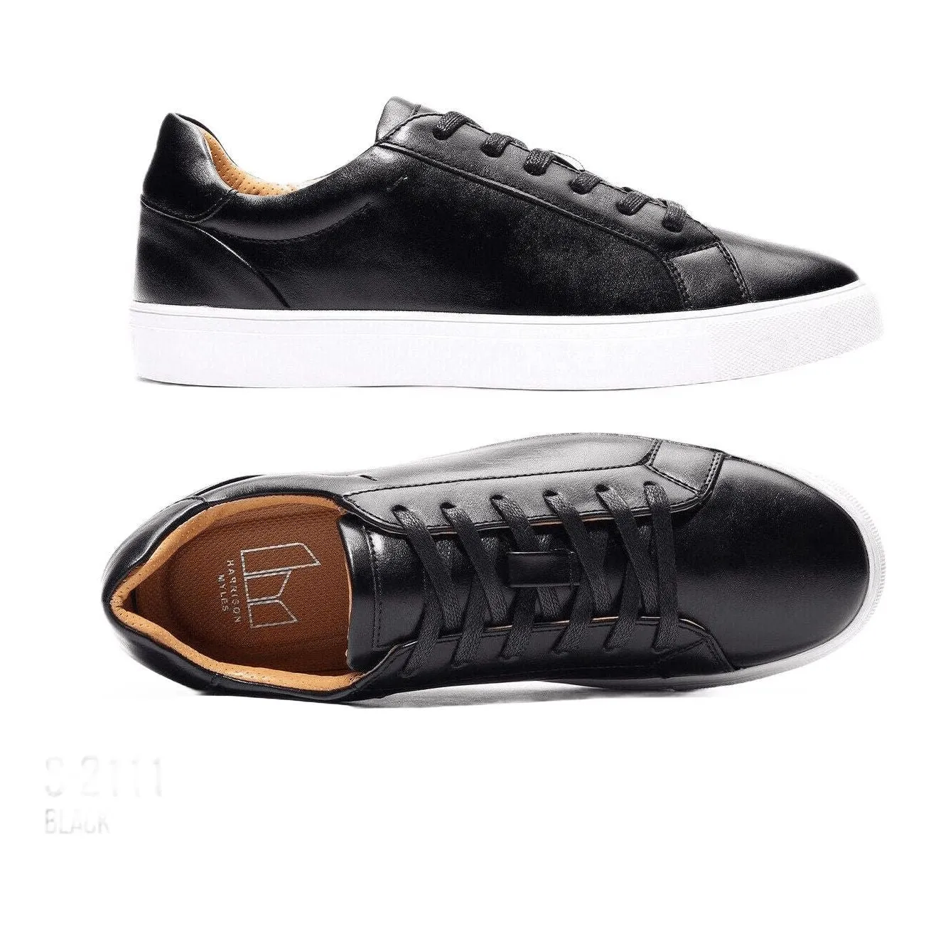 Men Harrison Myles Sneaker Dress Shoes Soft Comfort Lace Cushioned S2111 Black