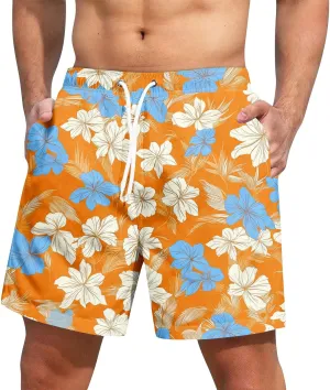 Men Swim Trunks Quick Dry Beach Swim Shorts Stretchy Board Shorts Swimsuits with Pockets