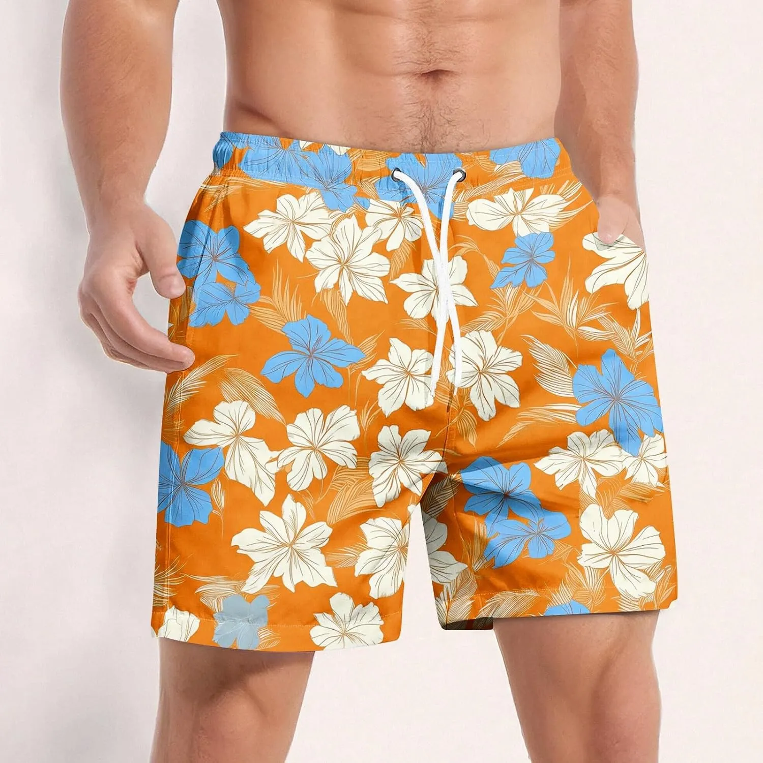 Men Swim Trunks Quick Dry Beach Swim Shorts Stretchy Board Shorts Swimsuits with Pockets