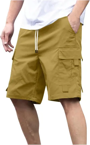 Men's Cargo Shorts Casual Lightweight Quick Dry Summer Outdoor Hiking Drawstring Multi-Pocket Relaxed Fit Cargo Shorts