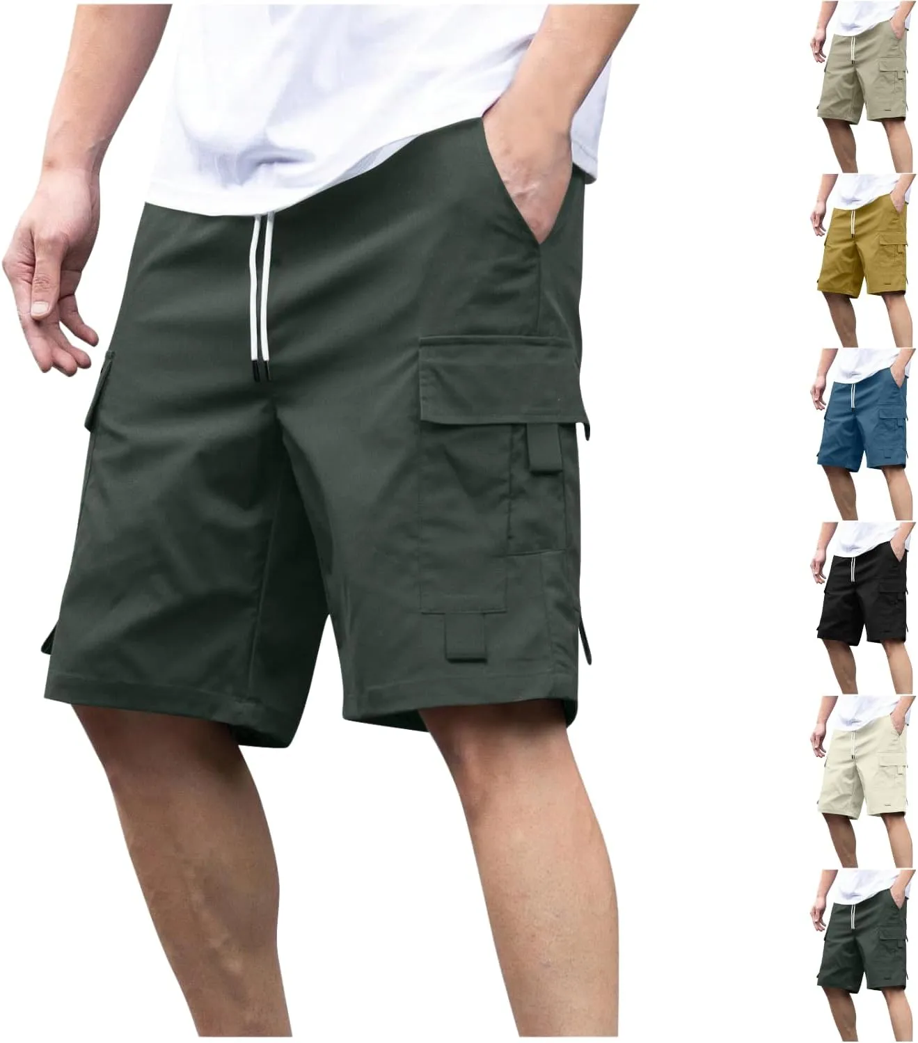 Men's Cargo Shorts Casual Lightweight Quick Dry Summer Outdoor Hiking Drawstring Multi-Pocket Relaxed Fit Cargo Shorts