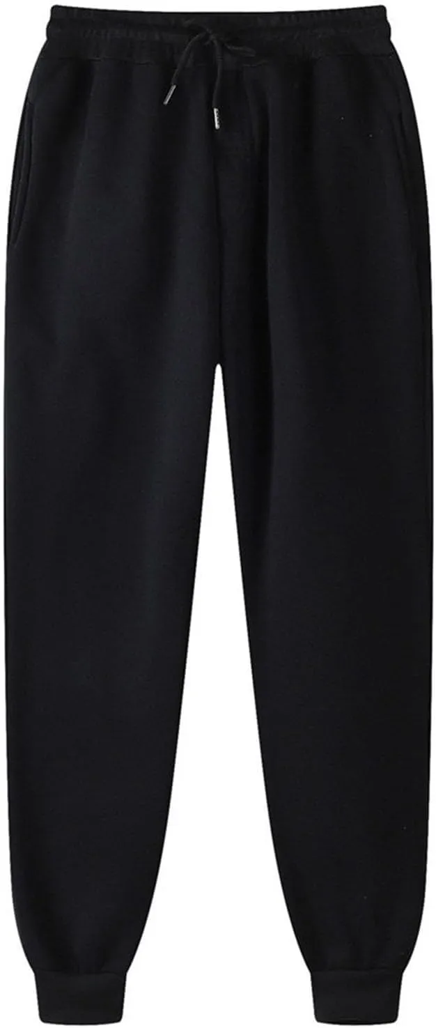 Mens Casual Joggers Pants Cotton Drawstring Cargo Pants Fashion Baggy Athletic Jogging Solid Sweatpants with Pocket