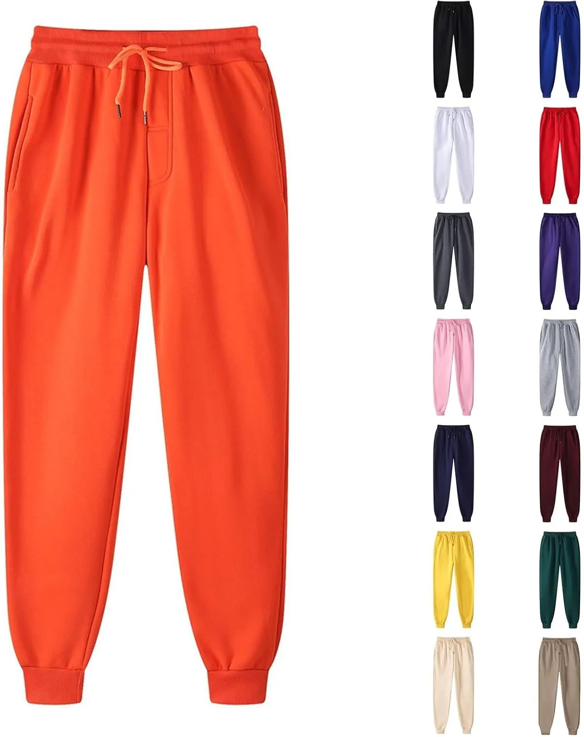 Mens Casual Joggers Pants Cotton Drawstring Cargo Pants Fashion Baggy Athletic Jogging Solid Sweatpants with Pocket