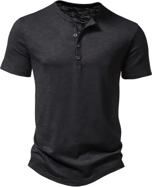 Men's Casual Stretchy Slim Fit Short Sleeve Henley Shirt