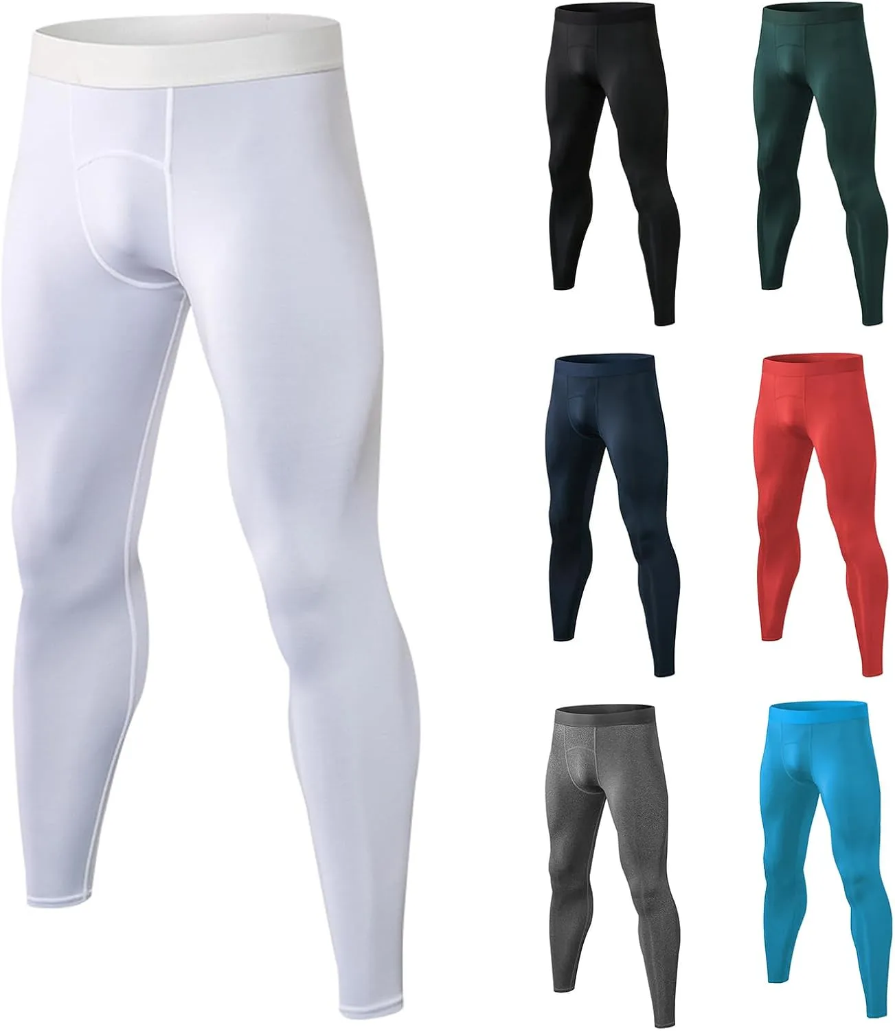 Mens Compression Pants, Quick Dry Athletic Running Leggings Workout Football Basketball Baselayer Bottoms Sports Pant