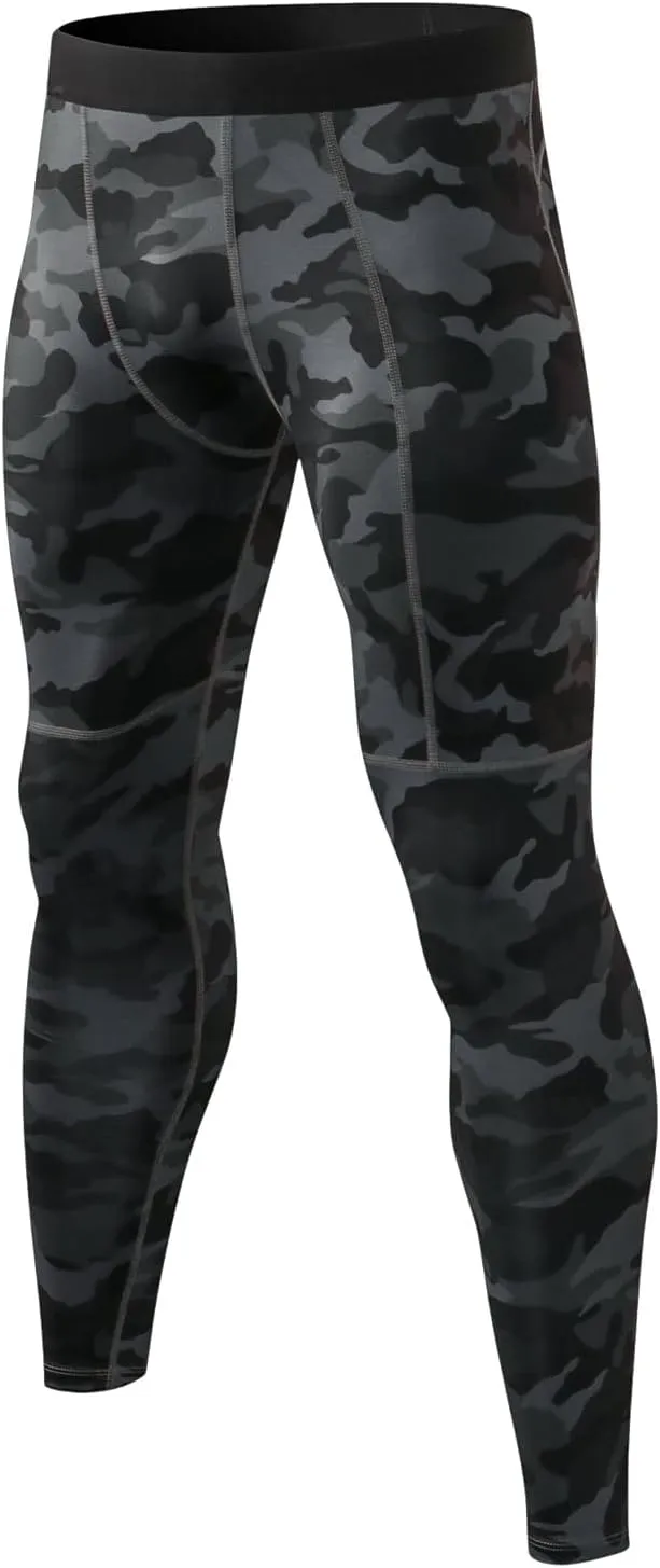 Men's Compression Pants with Zipper Pocket Workout Athletic Running Leggings Quick Dry Sports Baselayer Tights