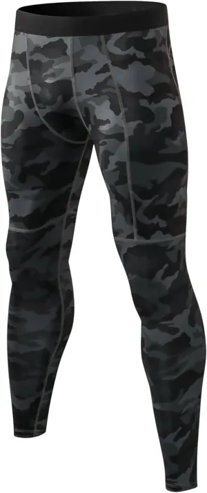 Men's Compression Pants with Zipper Pocket Workout Athletic Running Leggings Quick Dry Sports Baselayer Tights