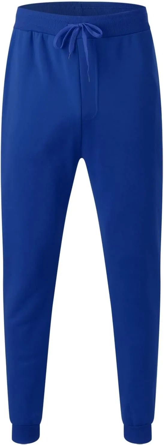 Men's Fleece Cargo Sweatpants Drawstring Loose Waist Solid Color Pants Pocket Active Athletic Workout Sweatpants Men