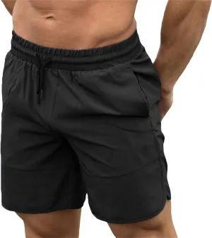 Mens Gym Quick Dry Workout Shorts Running Training Drawstring Short-Pants Soft Breathable Sweat-Wicking Loose-fit Short (Black,XX-Large)