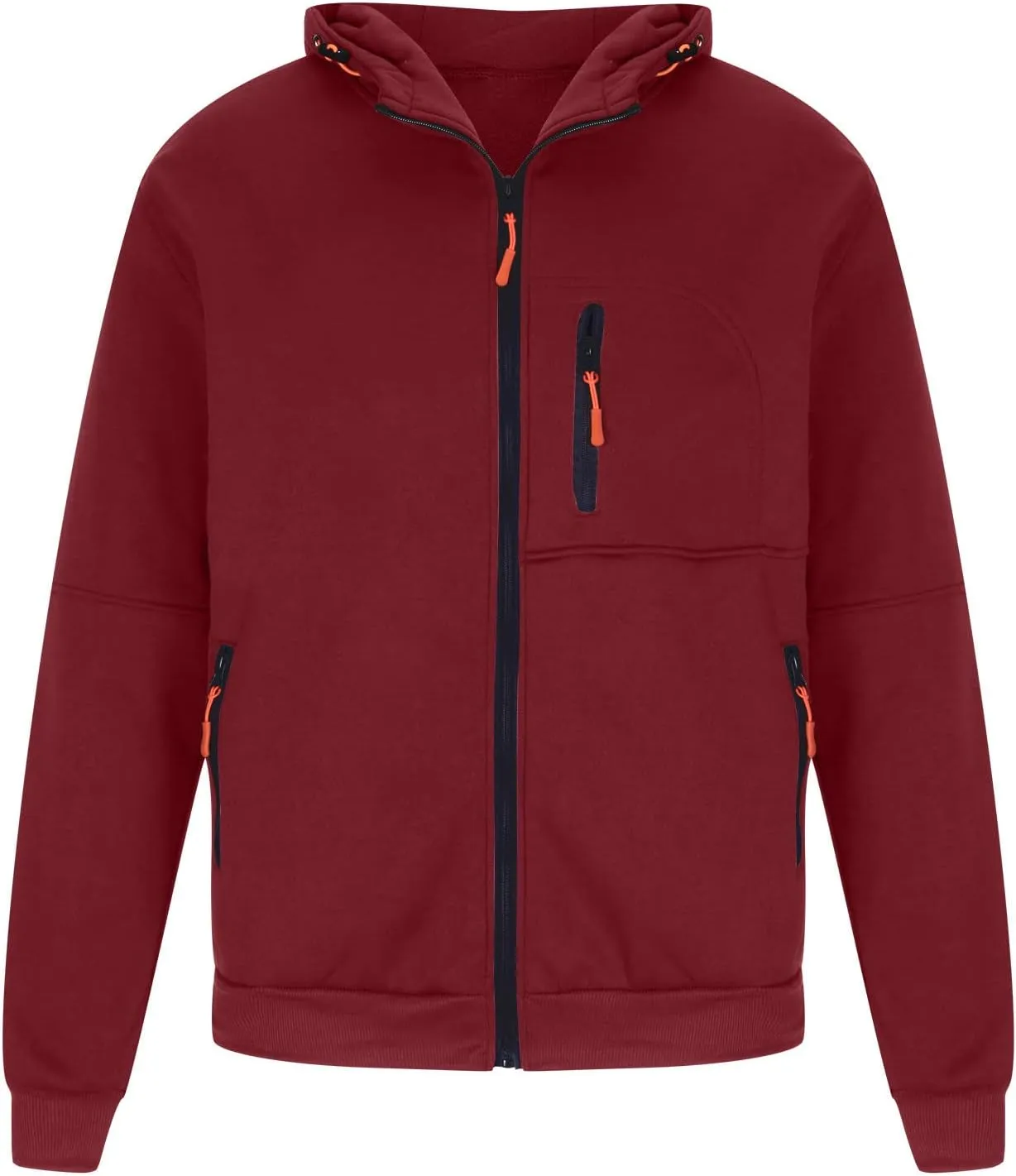 Men's Gym Workout Hooded Sweatshirts Full-Zip Active Hoodies Tops Long Sleeve Casual Hoodie Jacket with Zipper Pocket