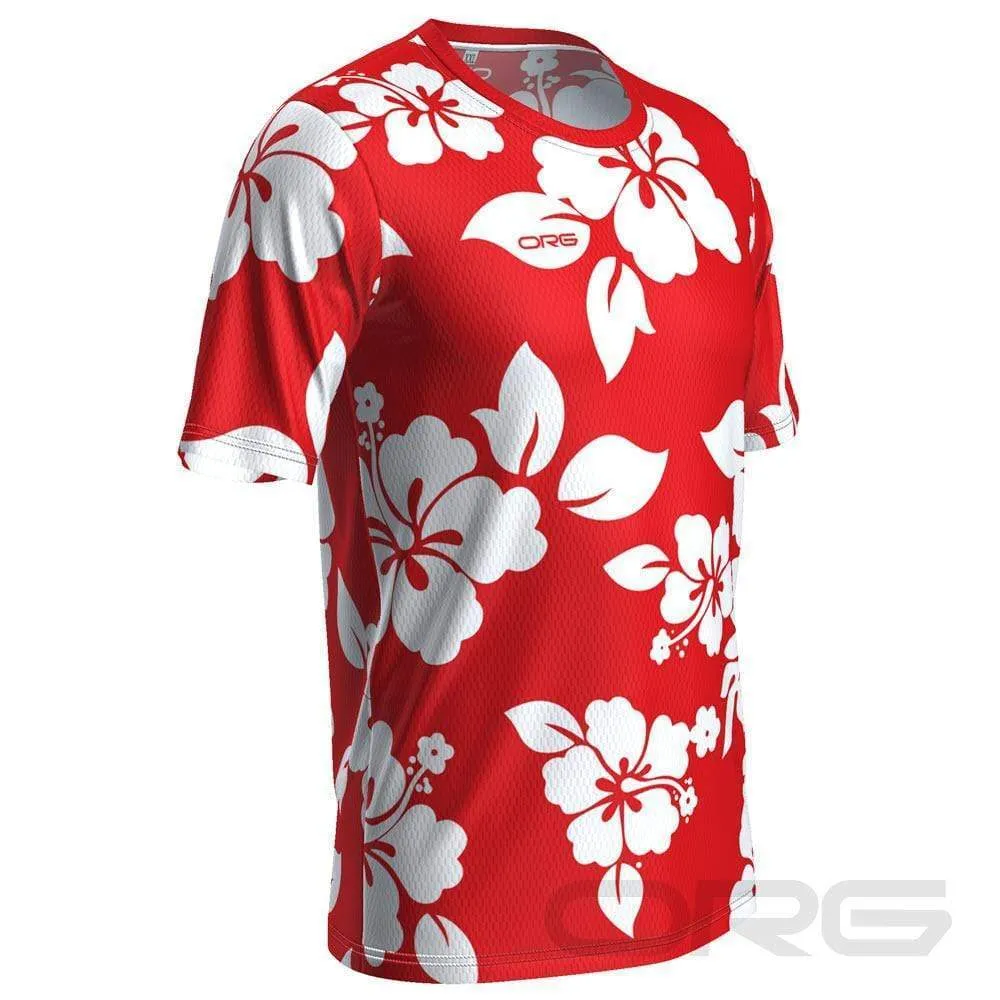Men's Hawaiian Aloha Floral Short Sleeve Running Shirt