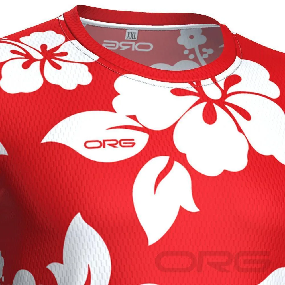 Men's Hawaiian Aloha Floral Short Sleeve Running Shirt