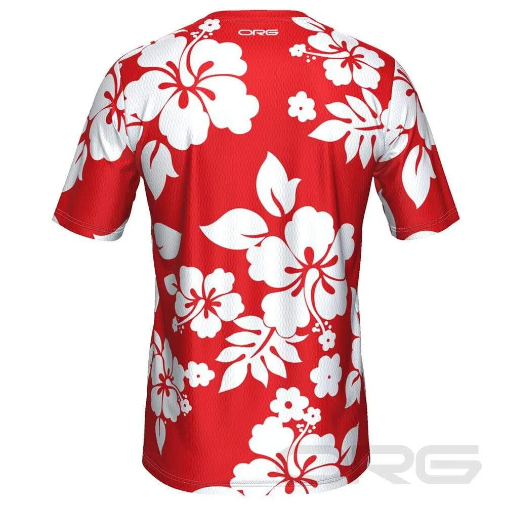 Men's Hawaiian Aloha Floral Short Sleeve Running Shirt
