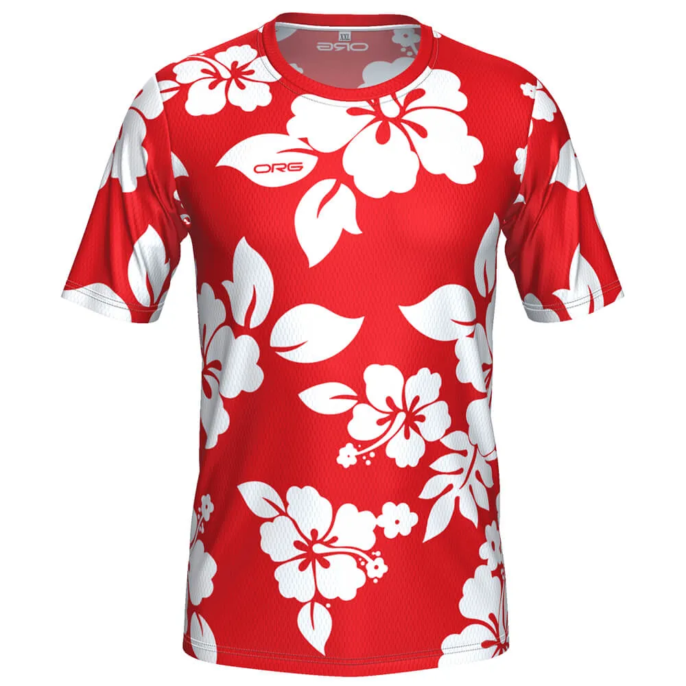 Men's Hawaiian Aloha Floral Short Sleeve Running Shirt