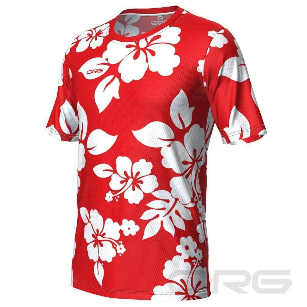 Men's Hawaiian Aloha Floral Short Sleeve Running Shirt
