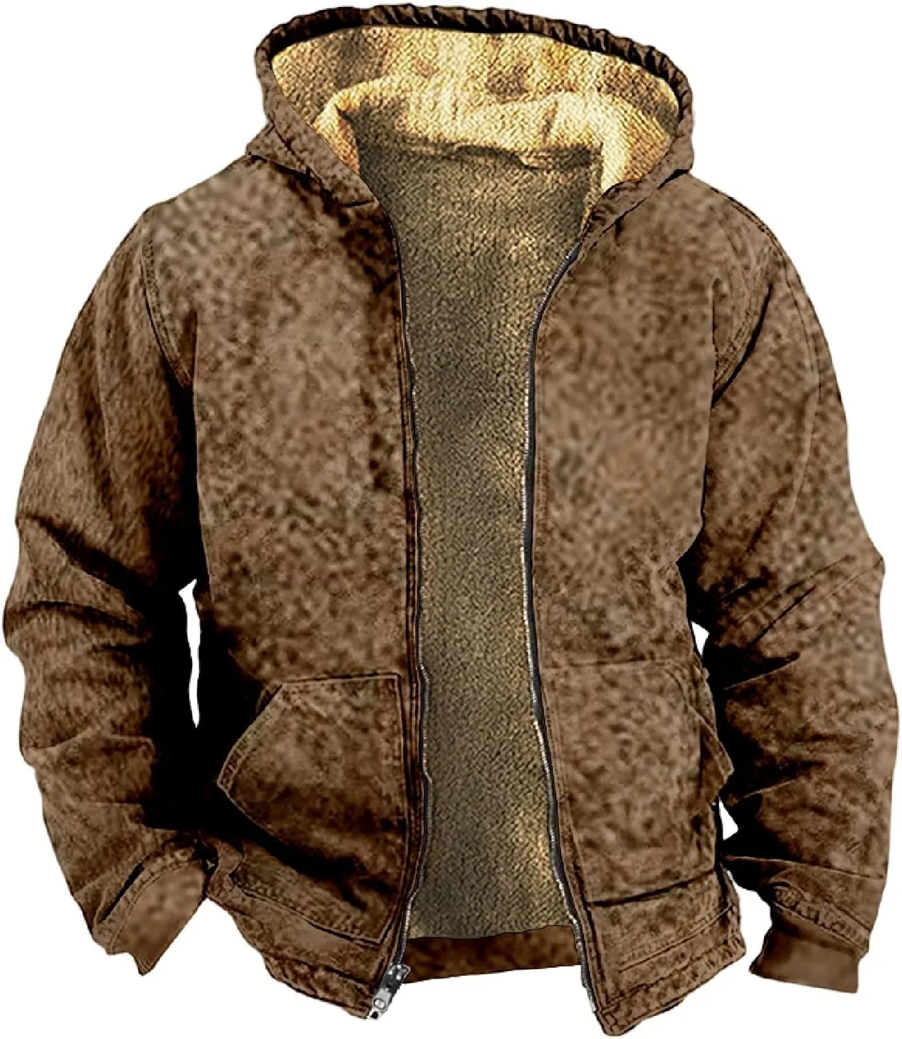 Men's Jacket Oversized Full Zip Hooded Trendy Workout Heavylight Coats
