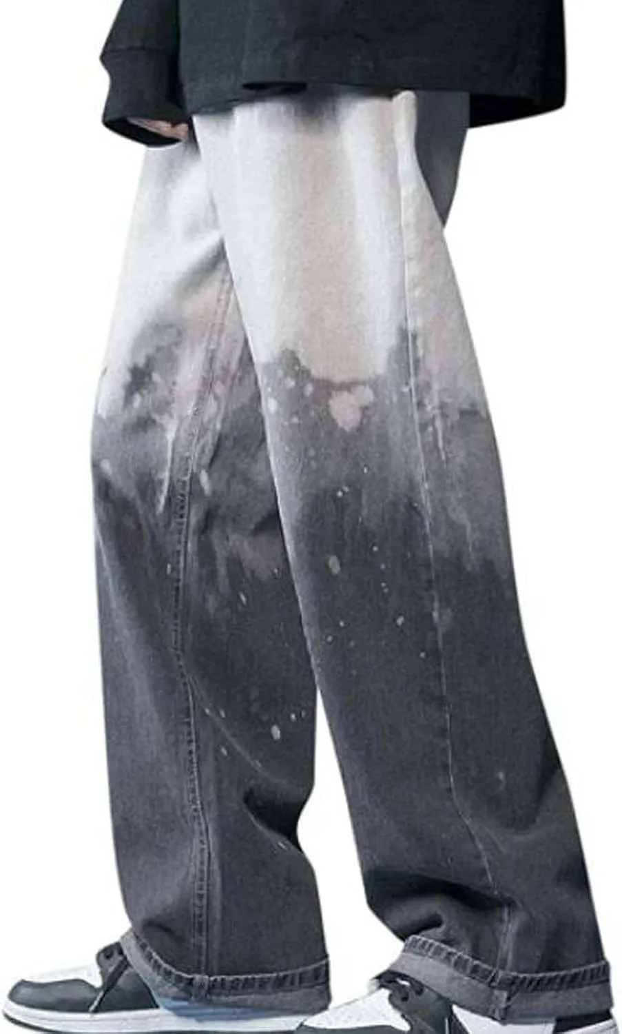 Men's Jeans Loose Fit Hip Hop Straight Leg Jeans Men's Casual Regular Straight Leg Loose Fit Denim Jeans