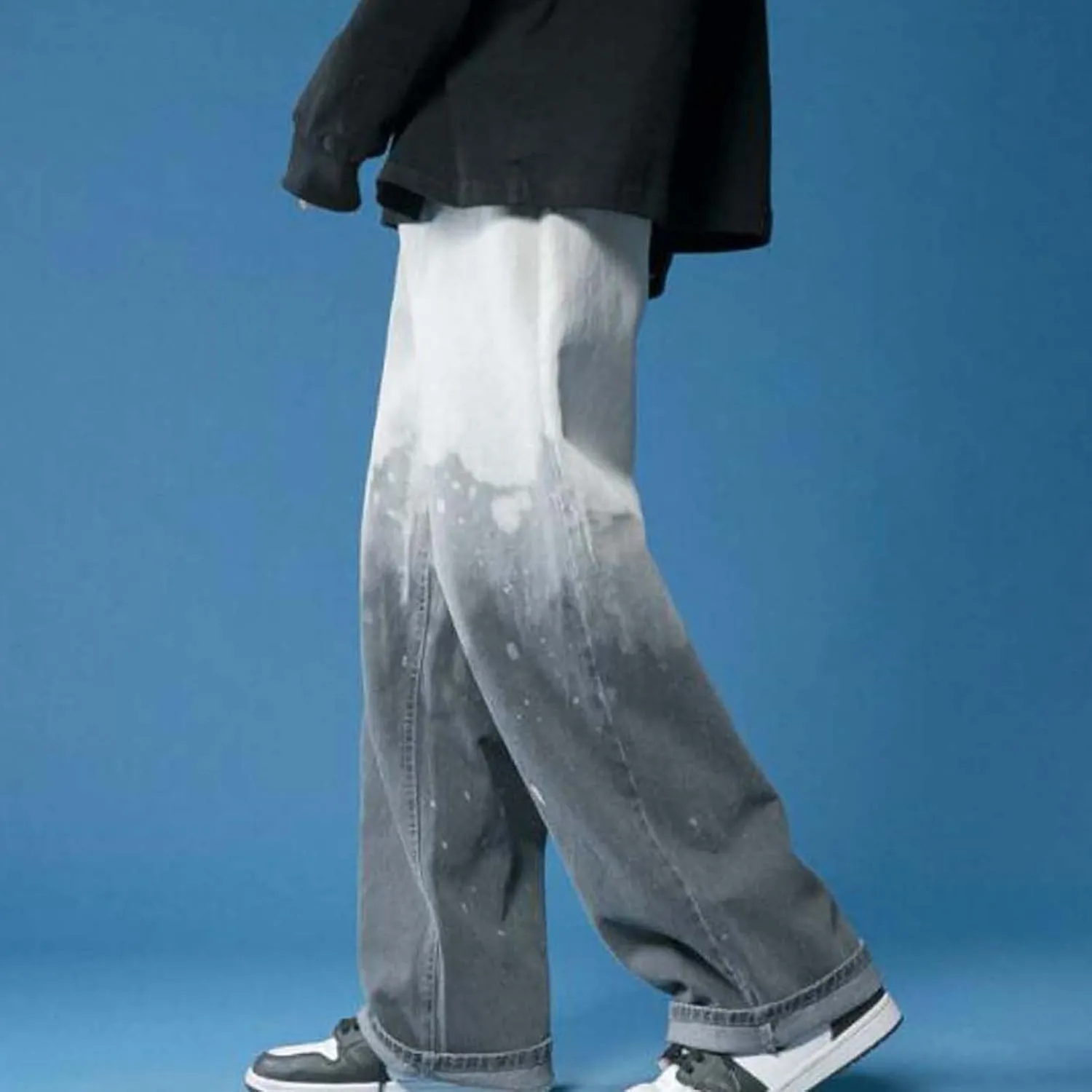 Men's Jeans Loose Fit Hip Hop Straight Leg Jeans Men's Casual Regular Straight Leg Loose Fit Denim Jeans