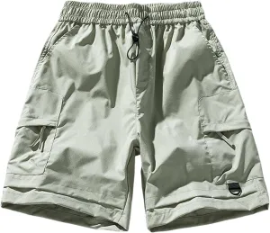 Men's Linen Shorts Athletic Hiking Water Resistant Quick-Dry Lightweight Outdoor Sweat Shorts with Pockets