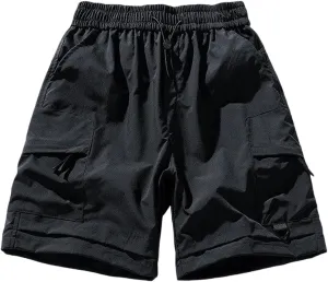 Men's Linen Shorts Athletic Hiking Water Resistant Quick-Dry Lightweight Outdoor Sweat Shorts with Pockets