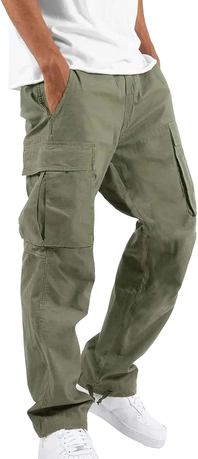Mens Resort Wear 2025 Active Khaki Pants with Expandable Waistband,Mens Comfortable Business Casual Stretch Slacks