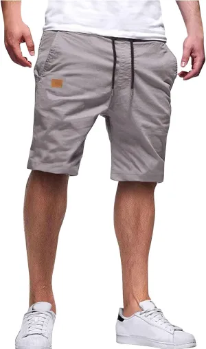 Mens Shorts Quick Dry Drawstring Exercise Elastic Waist Relaxed Shorts with Pockets