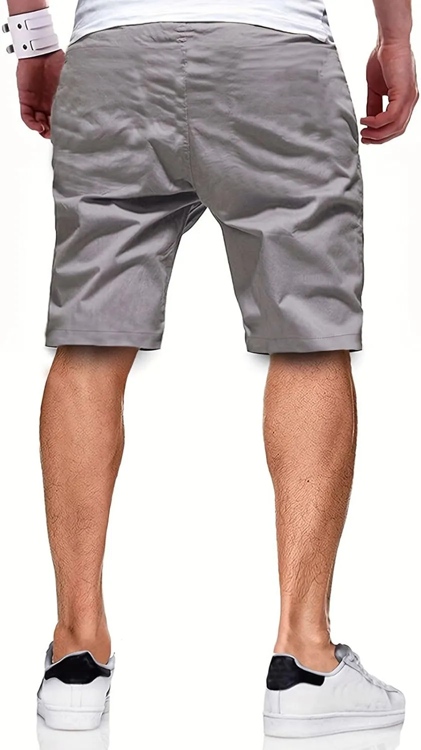 Mens Shorts Quick Dry Drawstring Exercise Elastic Waist Relaxed Shorts with Pockets