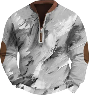 Men'S Sweaters Winter Clothes For Fashion V-Neck Zip Up Vintage Casual Prints Graphic Long Sleeve Sweatshirt