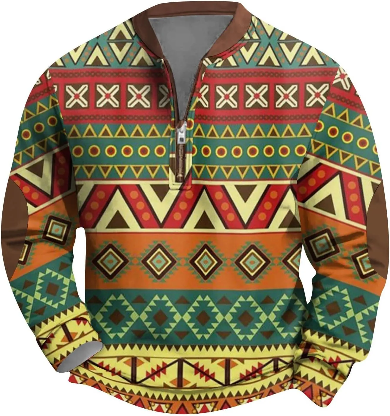 Mens Sweatshirts Clothing Prints V-Neck Graphic Vintage Casual Fashion Long Sleeve Fleece Quarter Zip Pullover