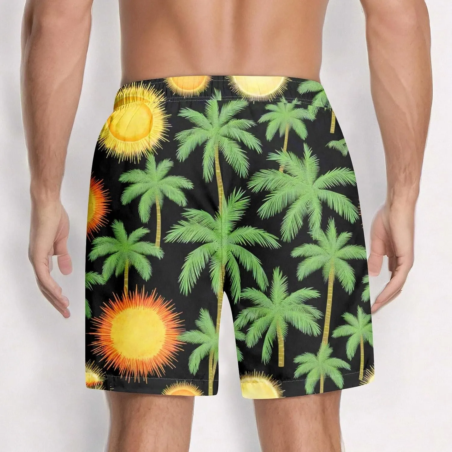 Men's Swim Trunks Hawaiian Quick Dry Swimming Bathing Suit with Pockets Stretchy Beach Board Shorts