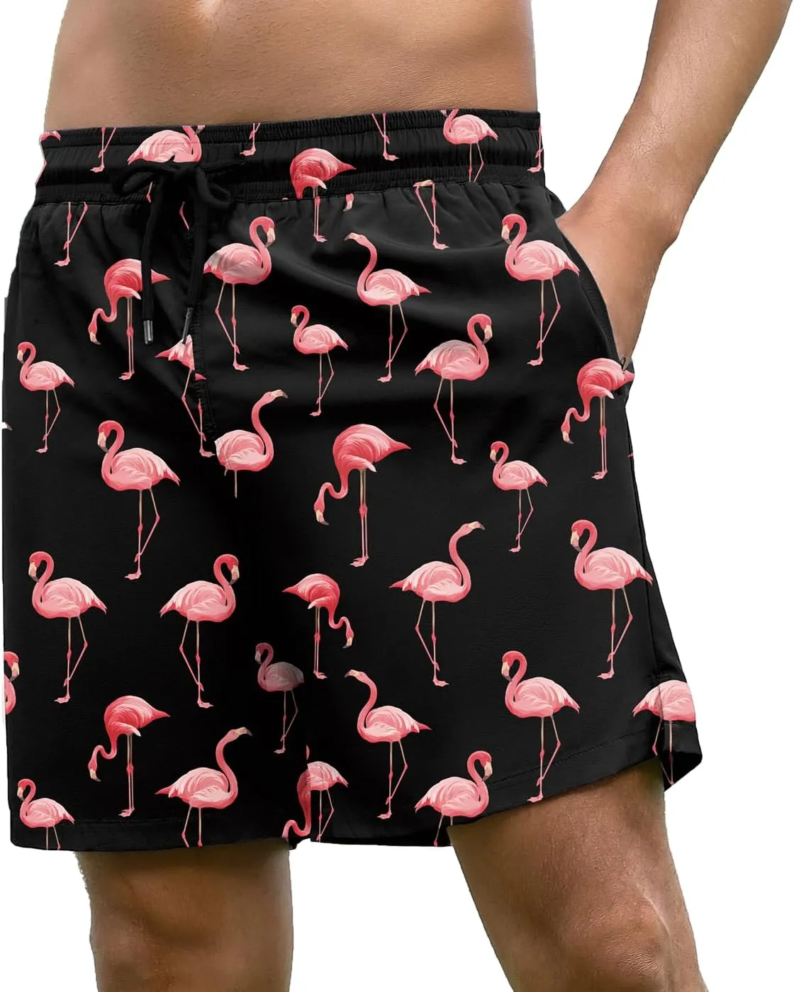 Mens Swim Trunks with Compression Liner Bathing Suits Quick Dry Beach Board Shorts with Zipper Pockets
