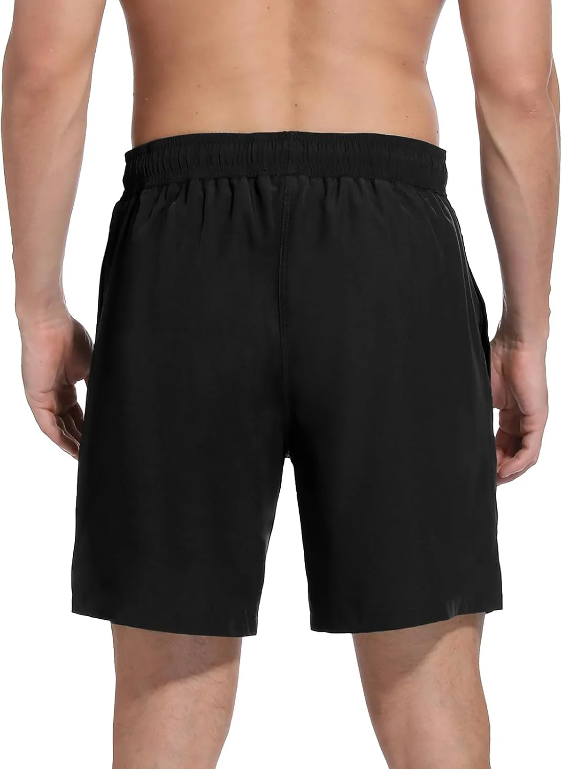 Mens Swim Trunks with Compression Liner Bathing Suits Quick Dry Beach Board Shorts with Zipper Pockets