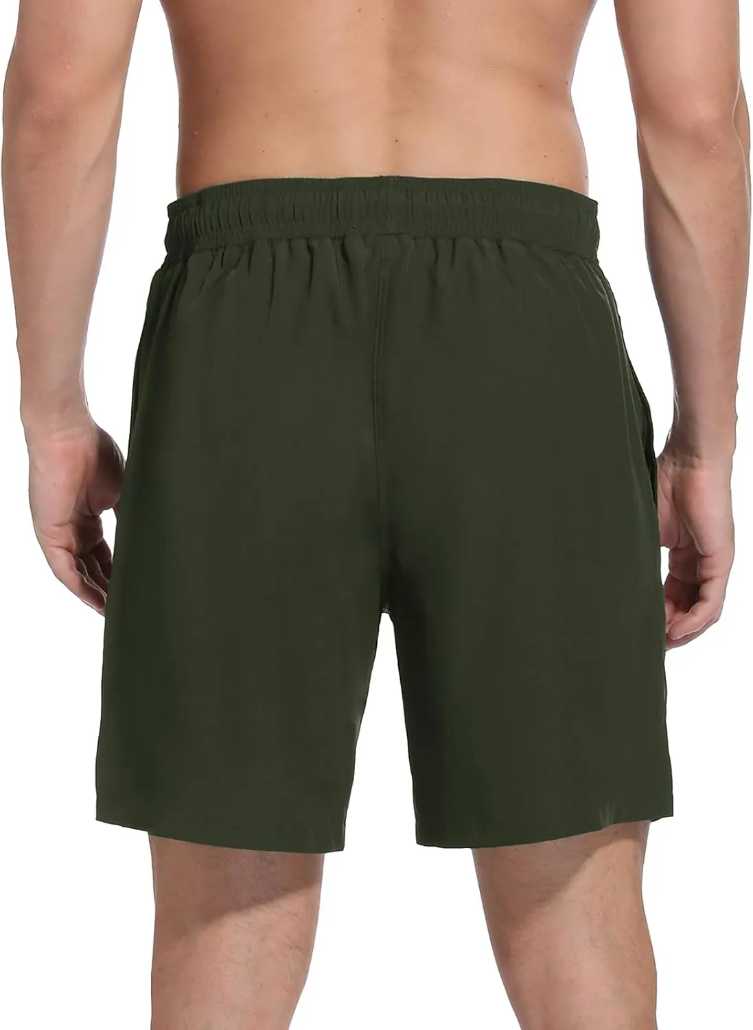 Mens Swim Trunks with Compression Liner Bathing Suits Quick Dry Beach Board Shorts with Zipper Pockets
