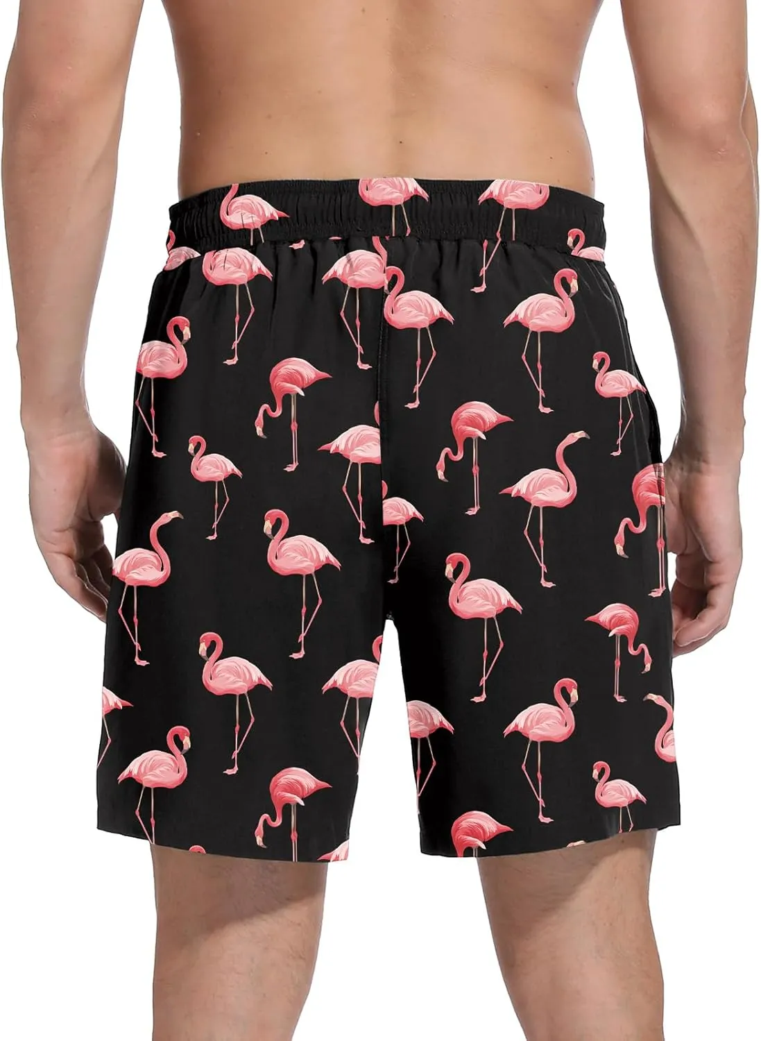 Mens Swim Trunks with Compression Liner Bathing Suits Quick Dry Beach Board Shorts with Zipper Pockets