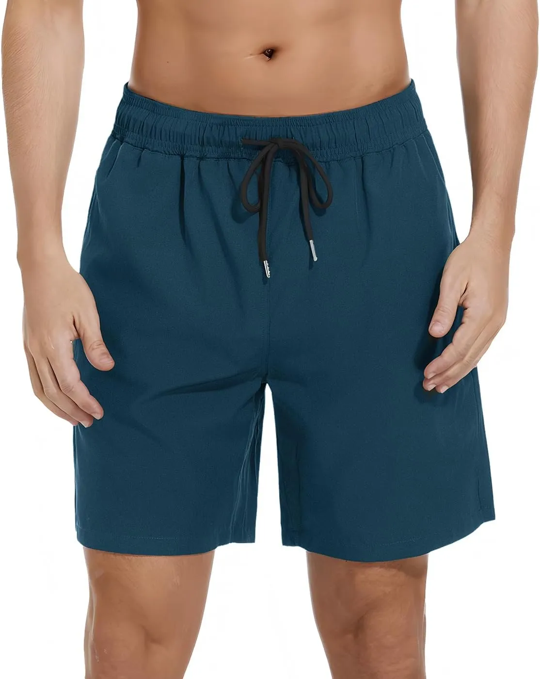 Mens Swim Trunks with Compression Liner Bathing Suits Quick Dry Beach Board Shorts with Zipper Pockets