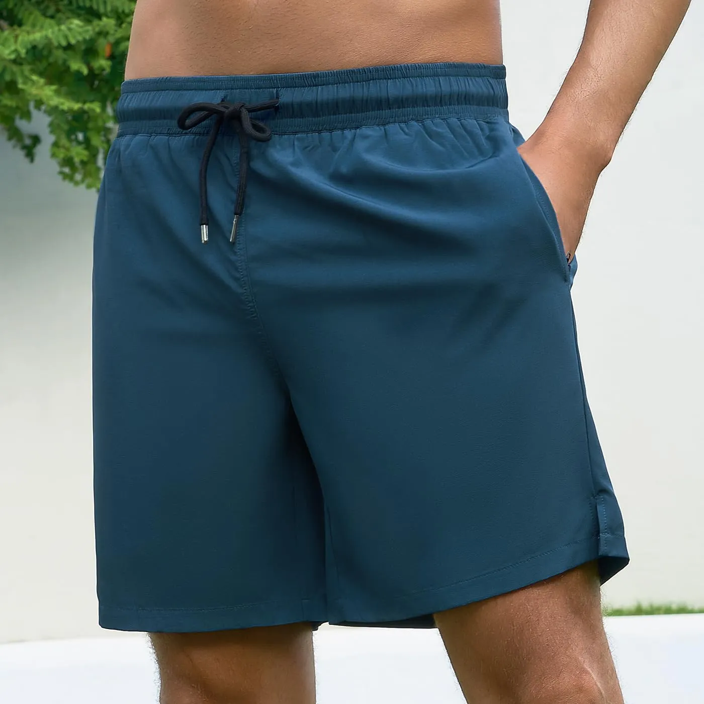 Mens Swim Trunks with Compression Liner Bathing Suits Quick Dry Beach Board Shorts with Zipper Pockets