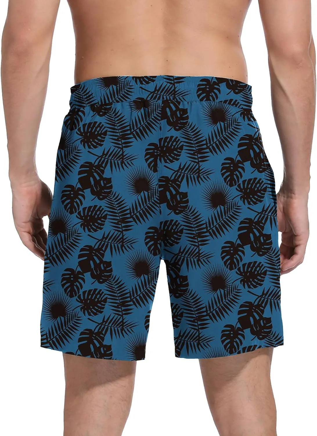 Mens Swim Trunks with Compression Liner Bathing Suits Quick Dry Beach Board Shorts with Zipper Pockets