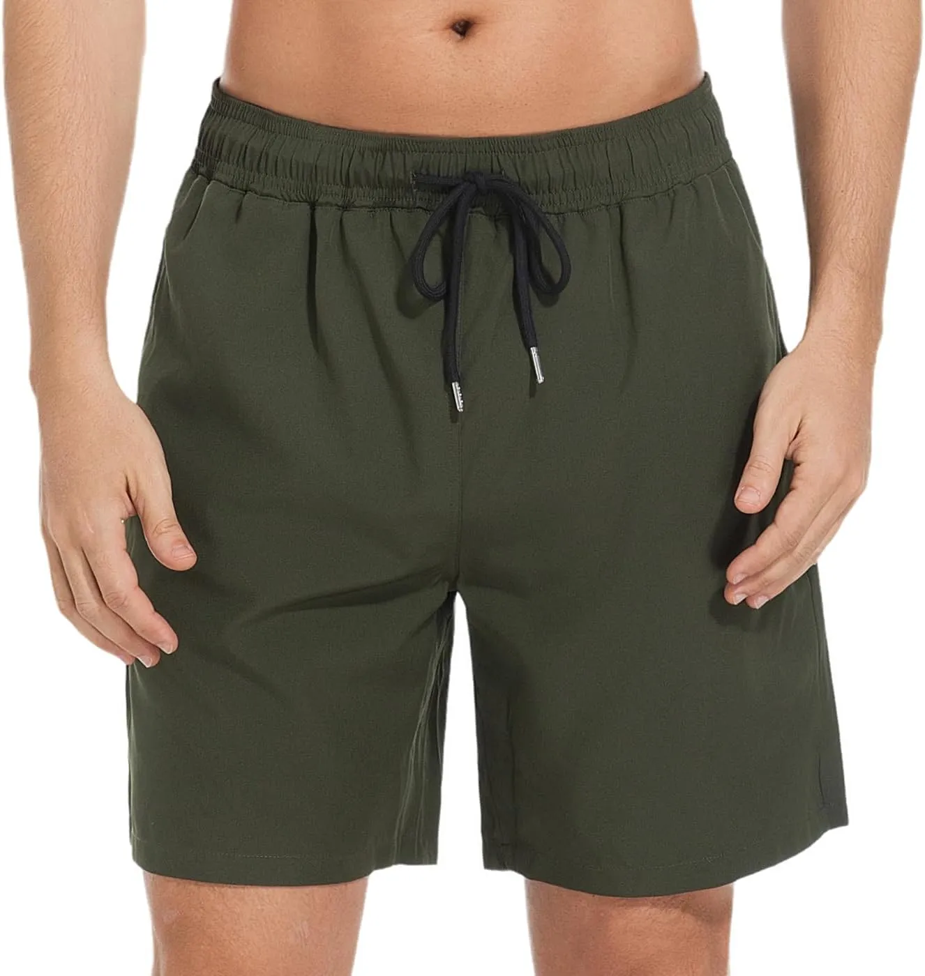 Mens Swim Trunks with Compression Liner Bathing Suits Quick Dry Beach Board Shorts with Zipper Pockets