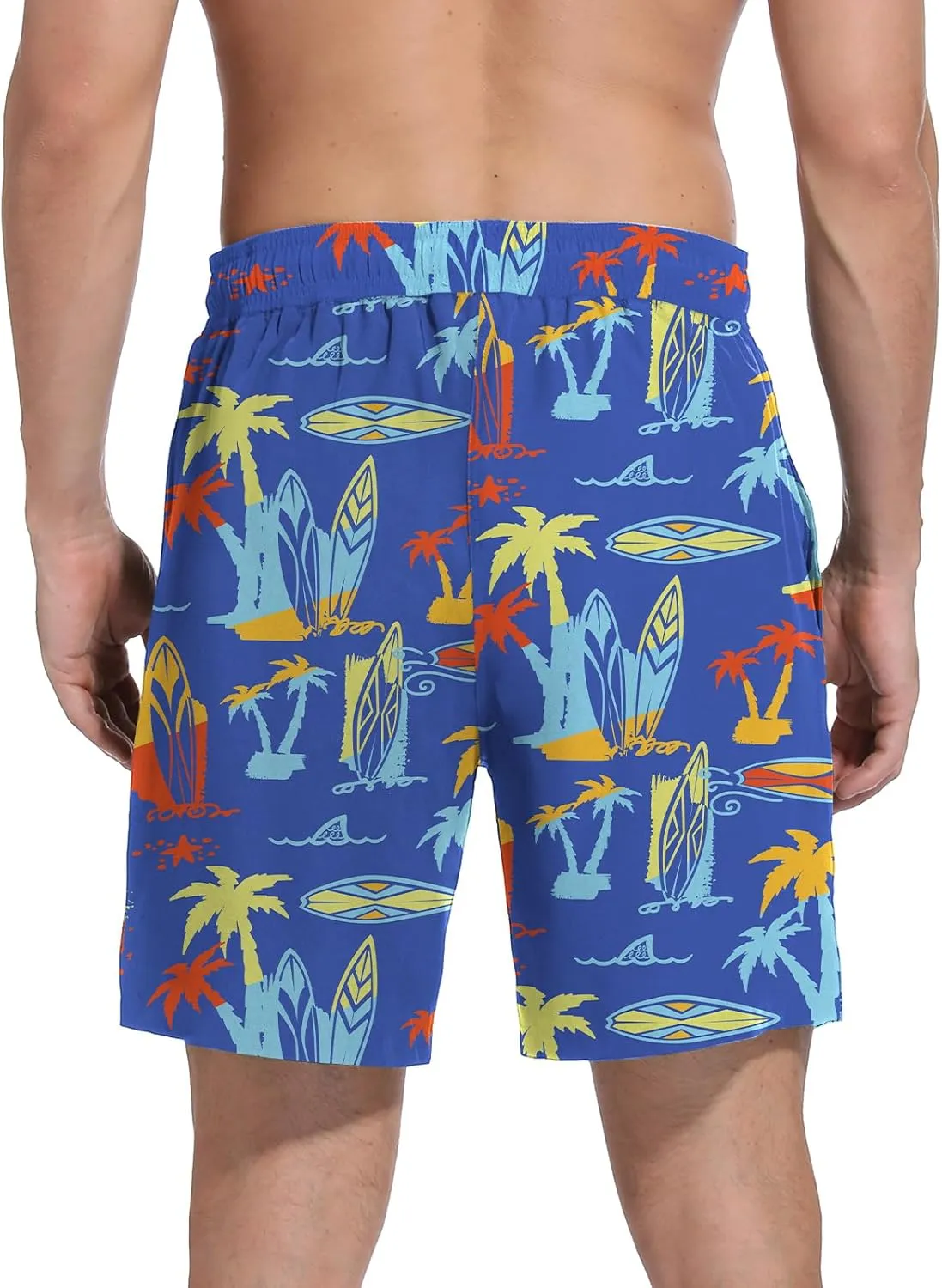Mens Swim Trunks with Compression Liner Bathing Suits Quick Dry Beach Board Shorts with Zipper Pockets