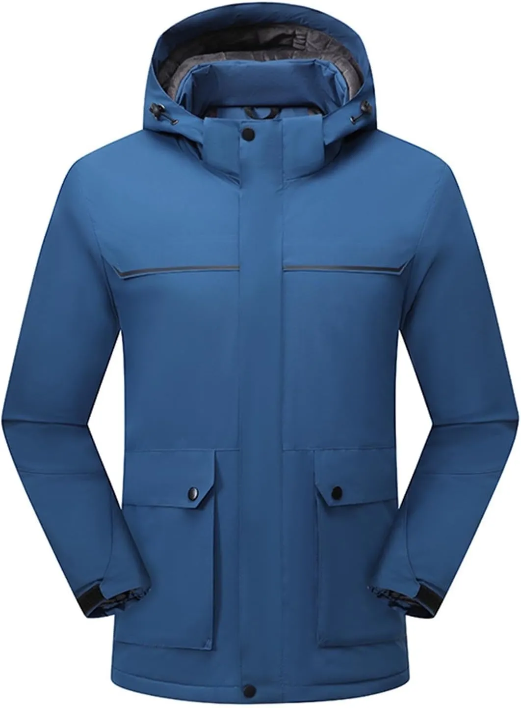 Men's Waterproof Rain Jacket with Detachable Hood Casual Zip Up Lightweight Raincoat Outdoor Softshell Windbreaker