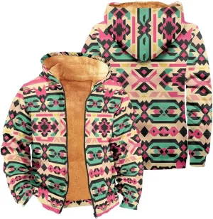 Mens Winter Jacket For Padded Casual Graphic Long Sleeve Fashion Thickened Hoodies Vintage Oversized Coats