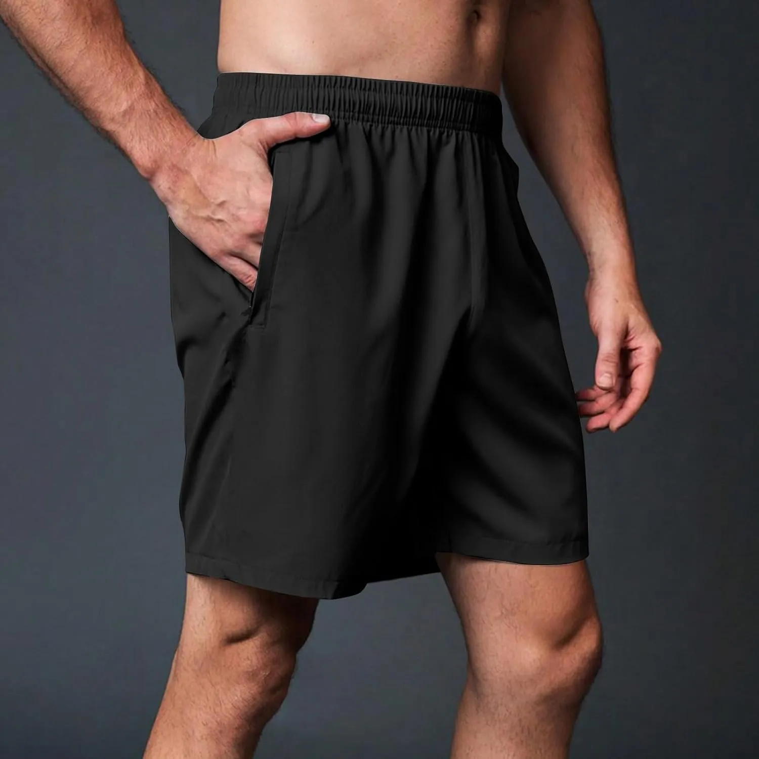 Men's Workout Training Shorts Summer Quick Dry Athletic Crop Pants Casual Elastic Waist Running Shorts with Pockets