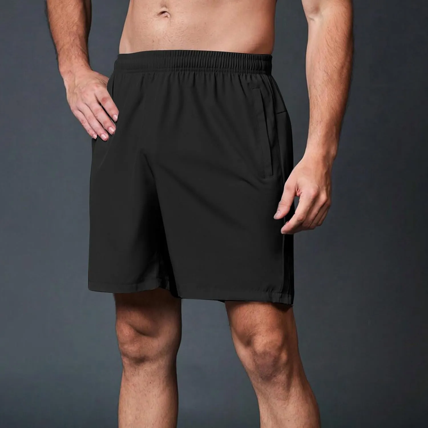 Men's Workout Training Shorts Summer Quick Dry Athletic Crop Pants Casual Elastic Waist Running Shorts with Pockets