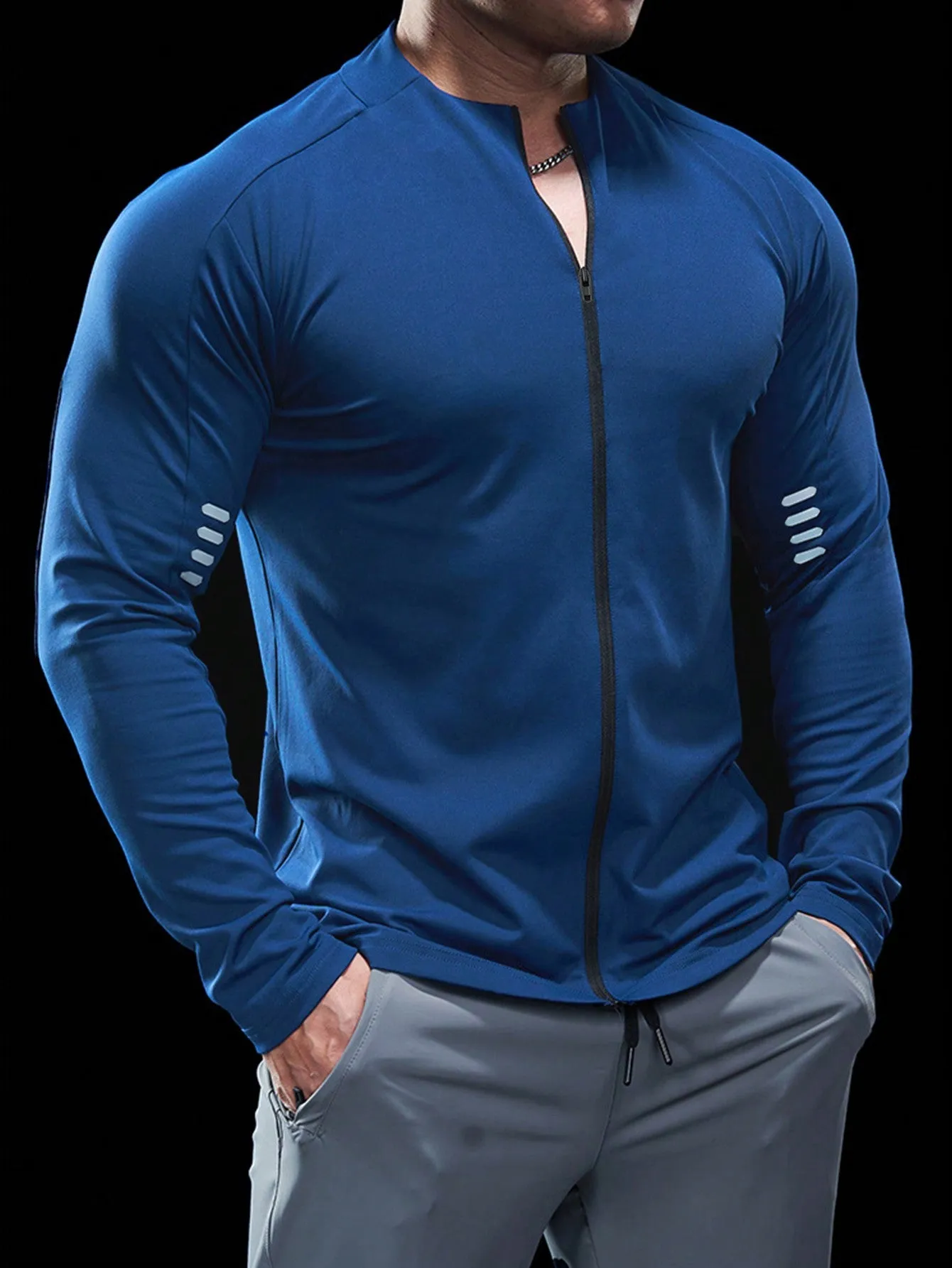 Men's Zipper Closure Sports Jacket