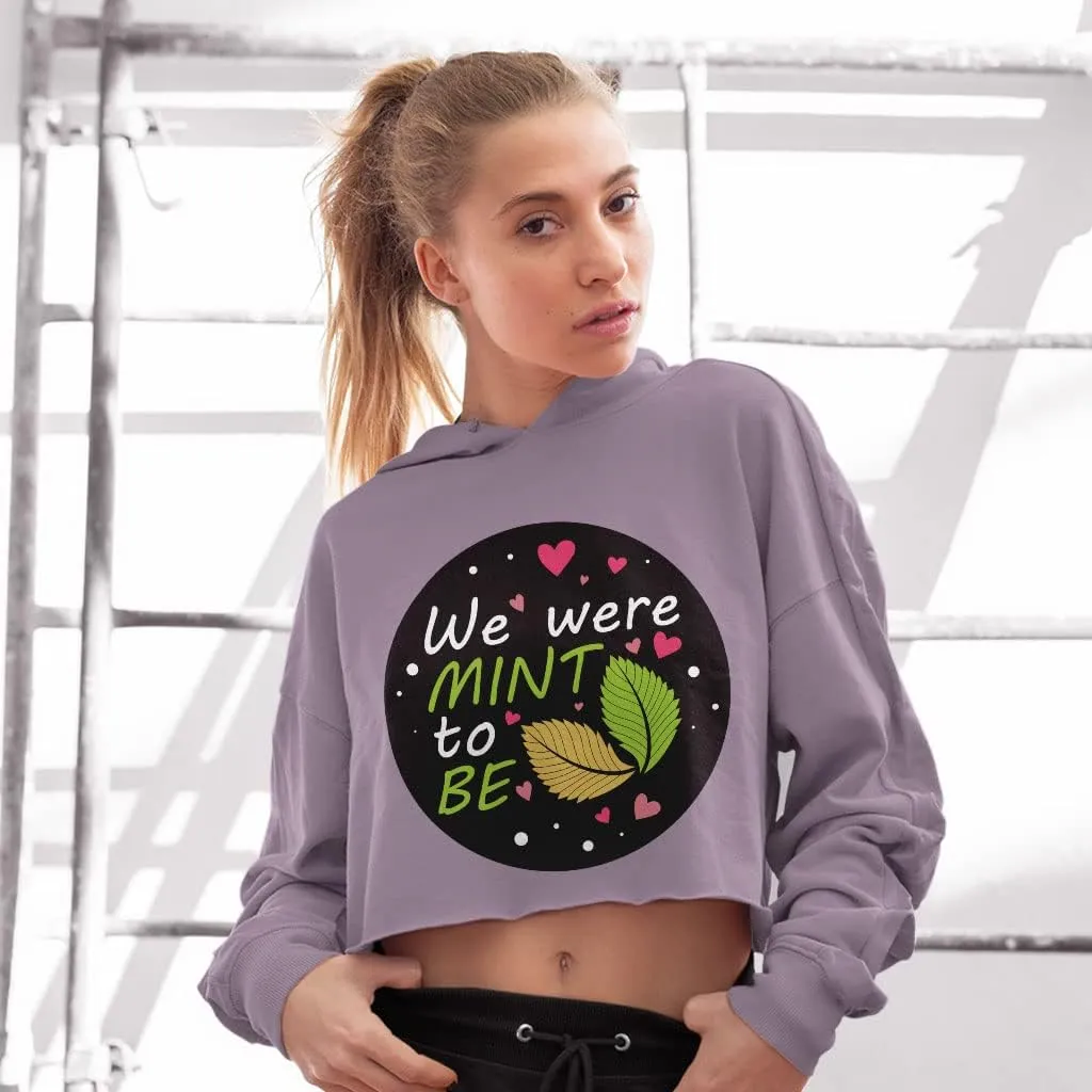 Mint Design Women's Cropped Fleece Hoodie - Romantic Cropped Hoodie for Women - Graphic Hooded Sweatshirt